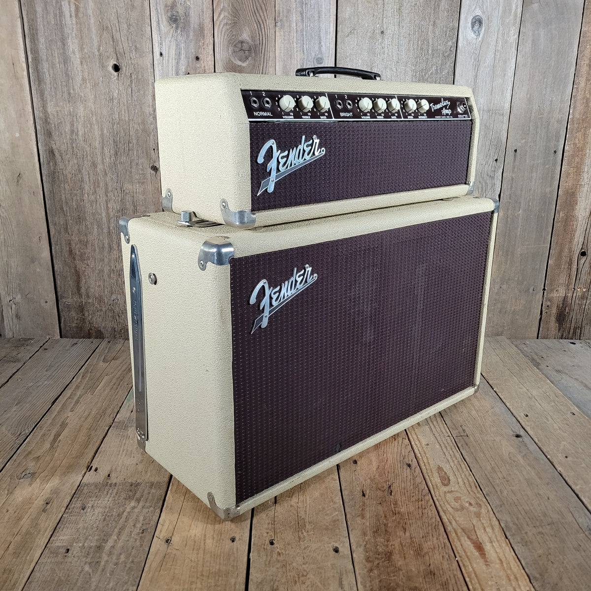 SOLD - Fender Tremolux 6G9-B 1963 Blond Oxblood Grill Head and Cabinet