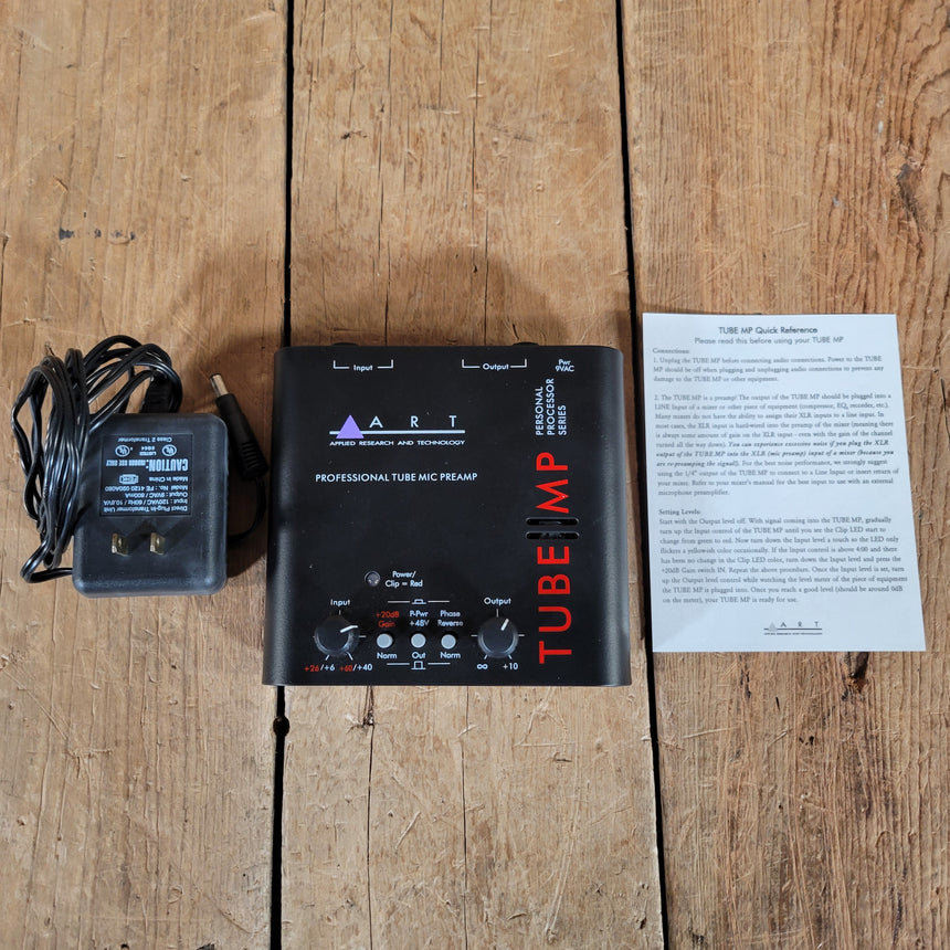 ART Tube MP Professional Tube Mic Preamp with Power Adapter and Quick Start Guide