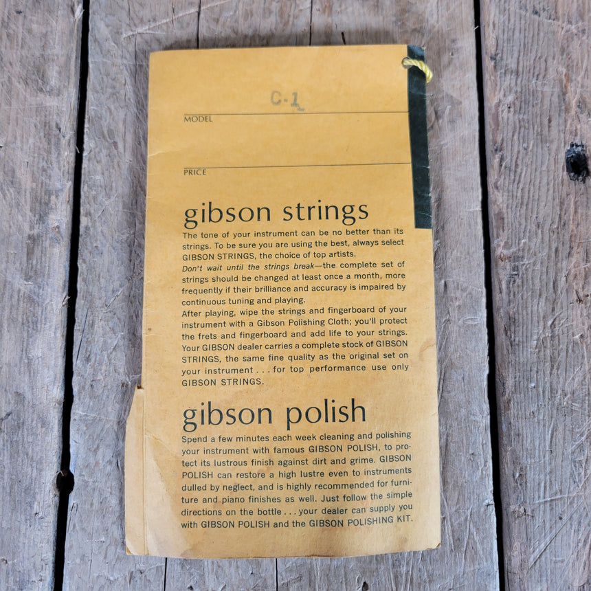 Gibson C-1 Guitar Hang Tag 1960s