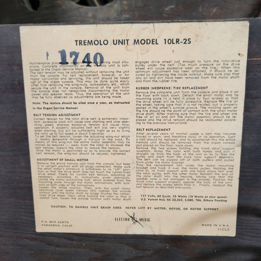 Cordovox 10LR-2S Tremolo Unit 1960s Leslie rotary speaker