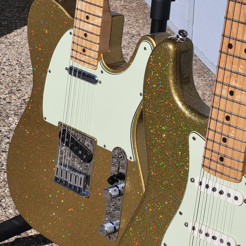 Fender #24 of 29 Matched Telecaster & Stratocaster Gold Sparkle Holoflake Guitar Center 29th Anniversary