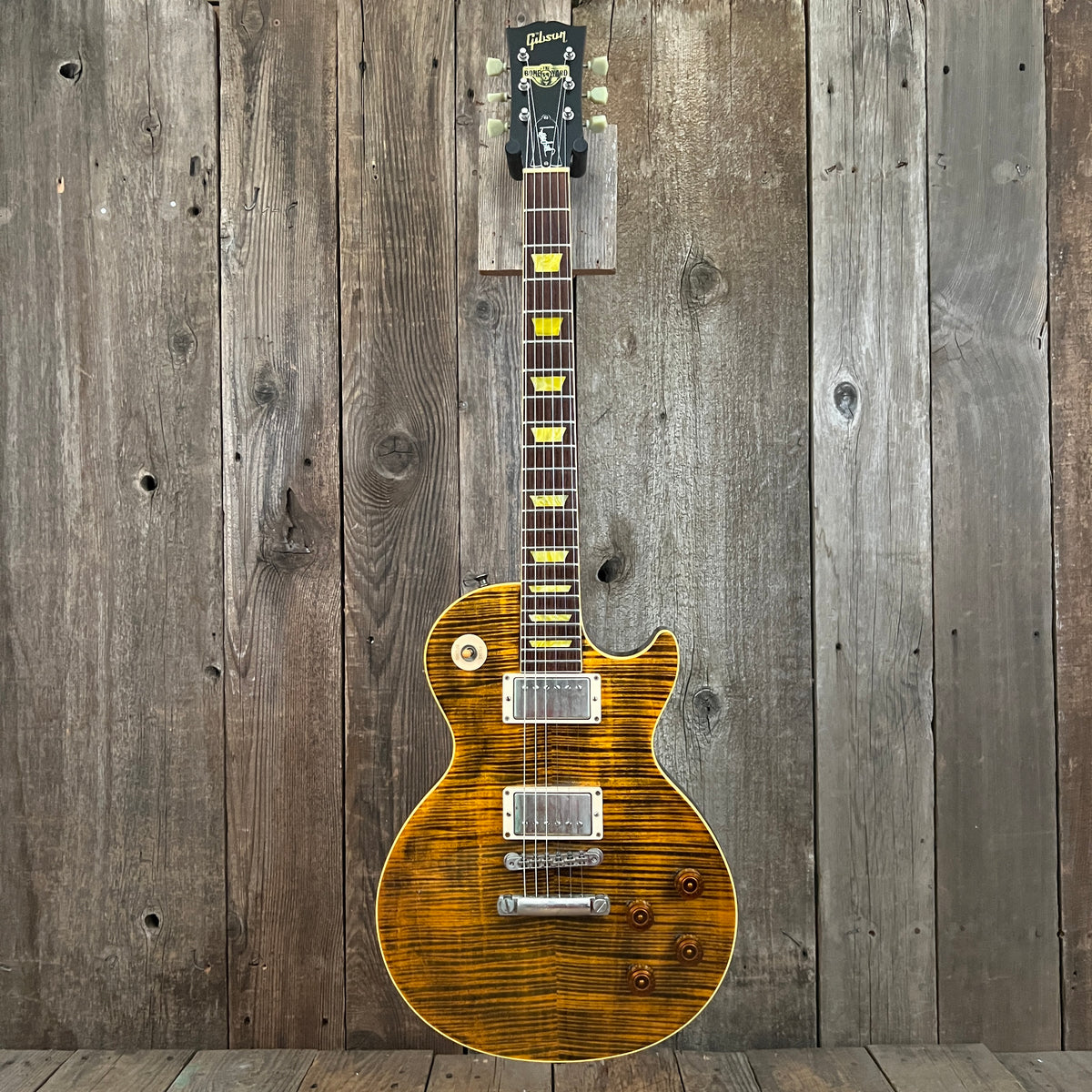 SOLD - Gibson Boneyard Joe Perry Les Paul R9 Signature Model Green Tiger Flame 2003-2008