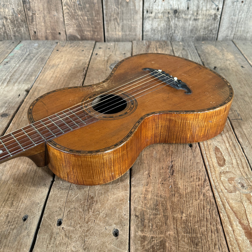 SOLD - Unbranded Johann Stauffer Style Romantic Parlor Guitar 1800's Natural