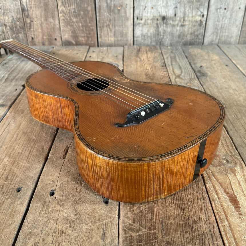 SOLD - Unbranded Johann Stauffer Style Romantic Parlor Guitar 1800's Natural