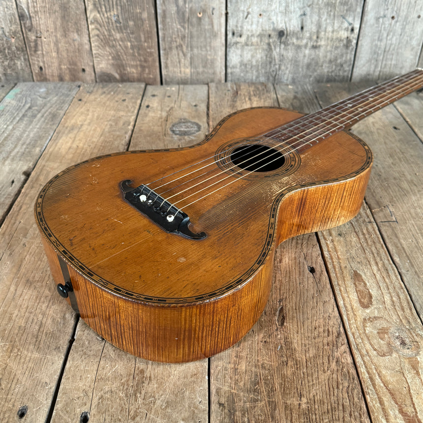 SOLD - Unbranded Johann Stauffer Style Romantic Parlor Guitar 1800's Natural