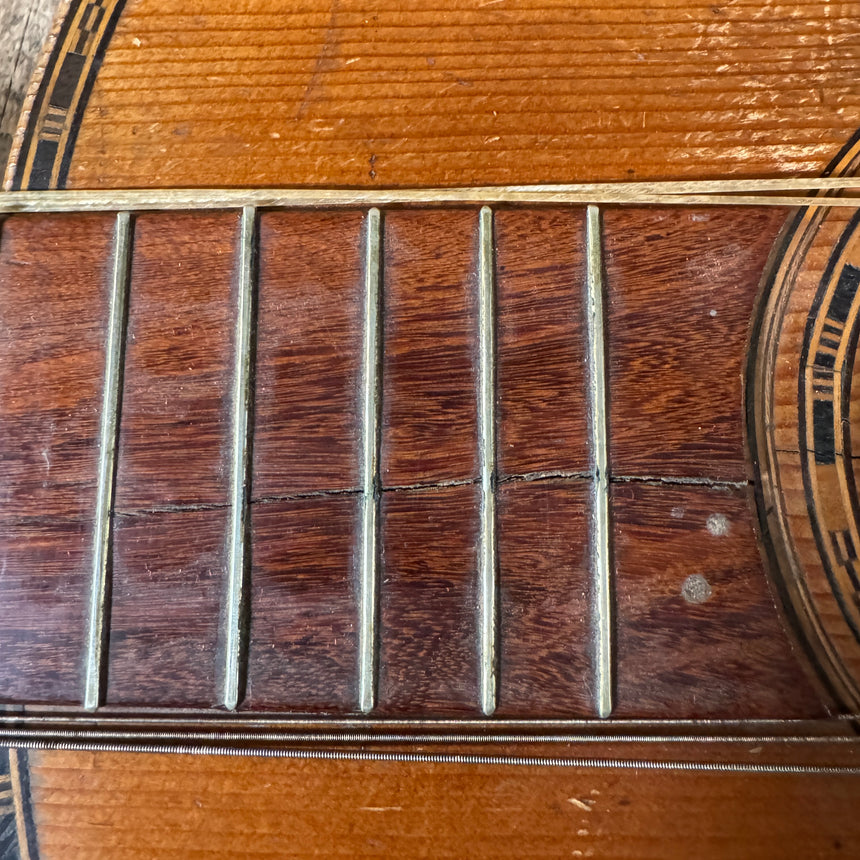 SOLD - Unbranded Johann Stauffer Style Romantic Parlor Guitar 1800's Natural