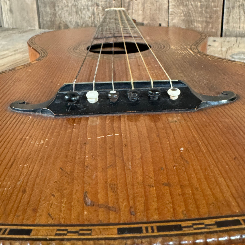 SOLD - Unbranded Johann Stauffer Style Romantic Parlor Guitar 1800's Natural