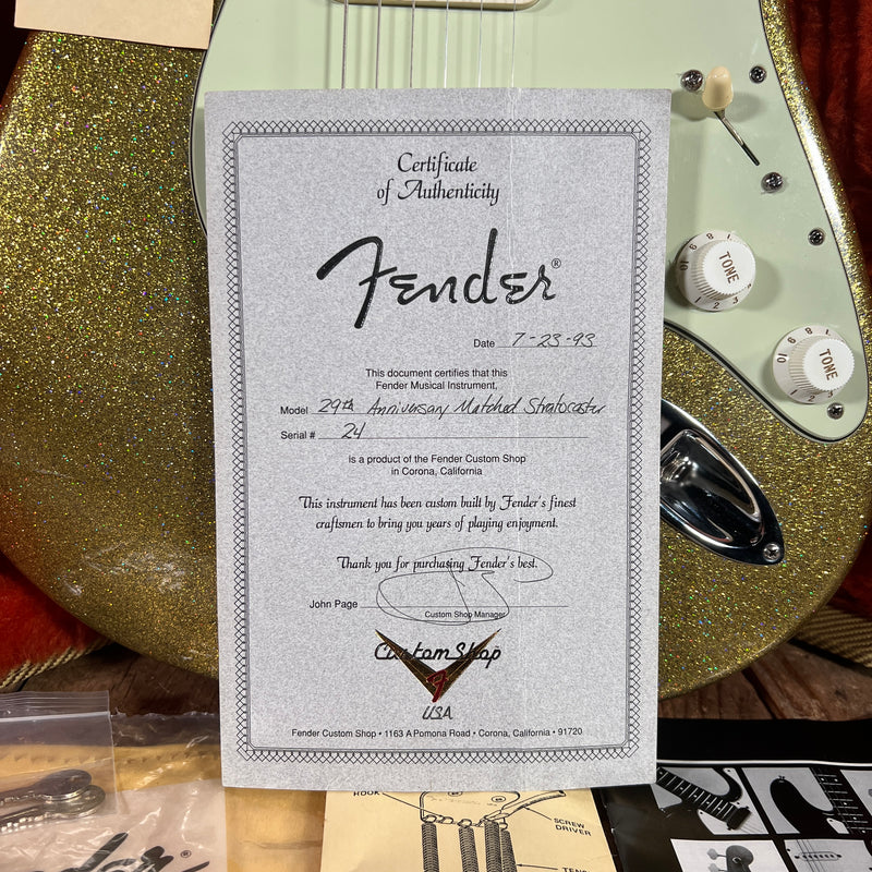 SOLD - Fender #24 of 29 Stratocaster Gold Sparkle 1993 Holoflake Guitar Center 29th Anniversary