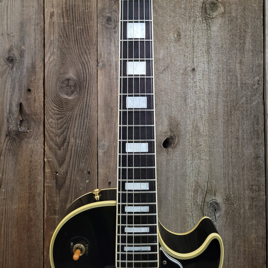 SOLD - Burny RLC 60 Les Paul Custom Black Beauty Split Diamond 1980s