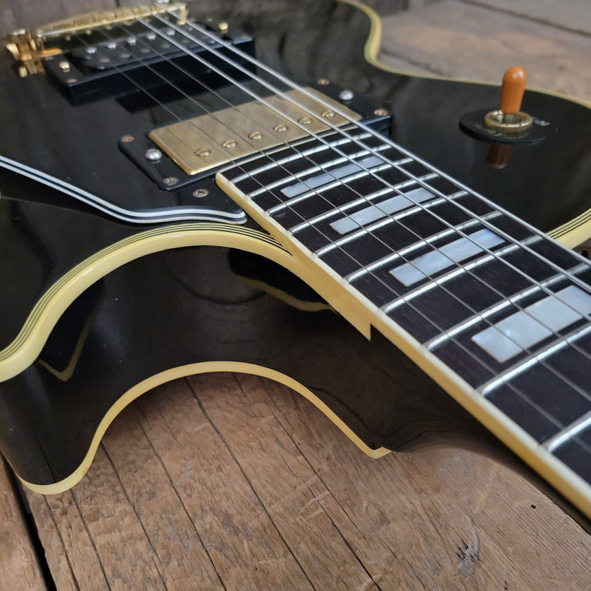 SOLD - Burny RLC 60 Les Paul Custom Black Beauty Split Diamond 1980s