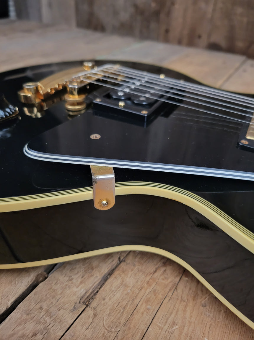 SOLD - Burny RLC 60 Les Paul Custom Black Beauty Split Diamond 1980s