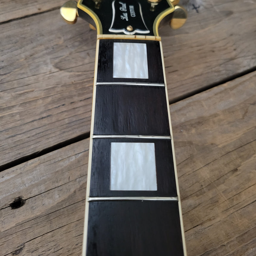 SOLD - Burny RLC 60 Les Paul Custom Black Beauty Split Diamond 1980s