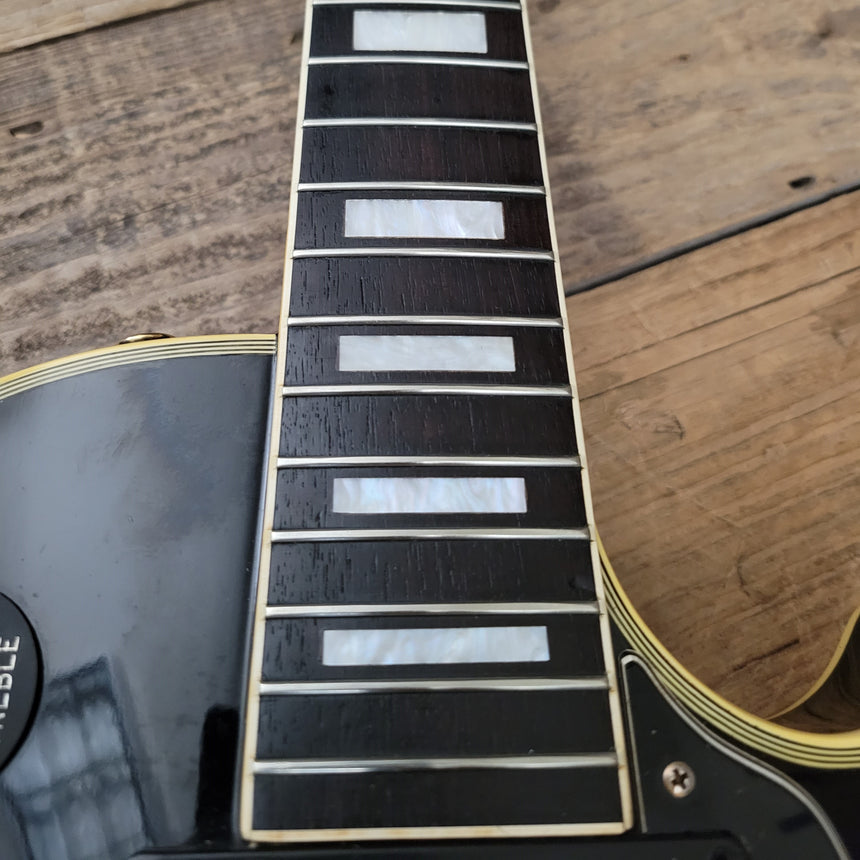 SOLD - Burny RLC 60 Les Paul Custom Black Beauty Split Diamond 1980s