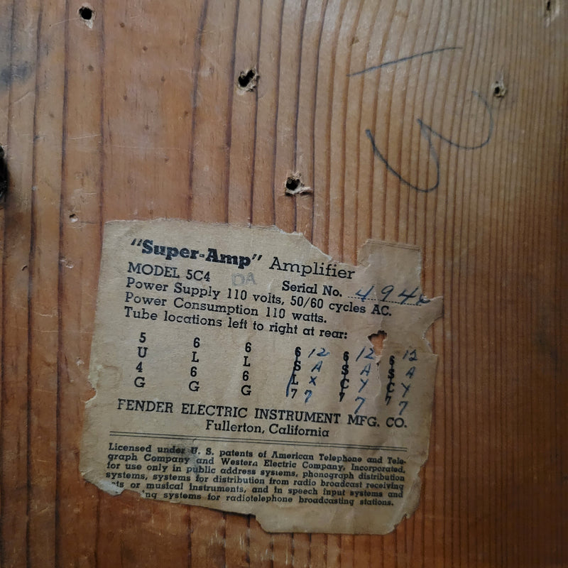 SOLD - Fender Tweed Super Wide Panel 5C4 - 1954