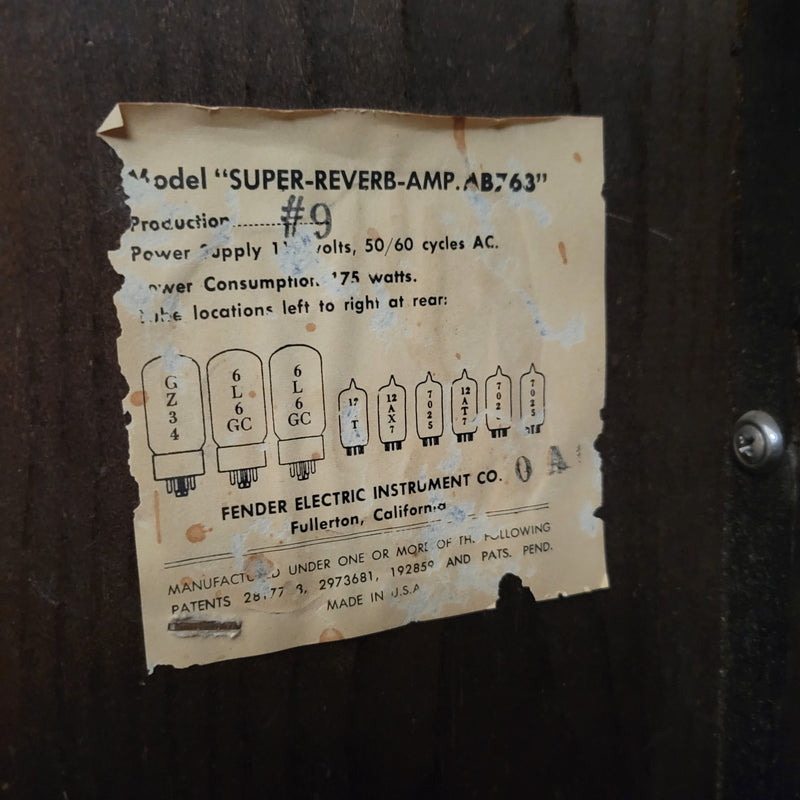 SOLD - Fender Super Reverb AB763 January 1965 Pre CBS FEIC