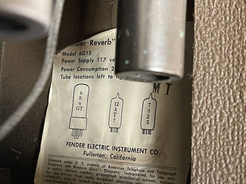 SOLD - Fender 6G15 Reverb Unit 1963 Pre CBS Brown Tolex