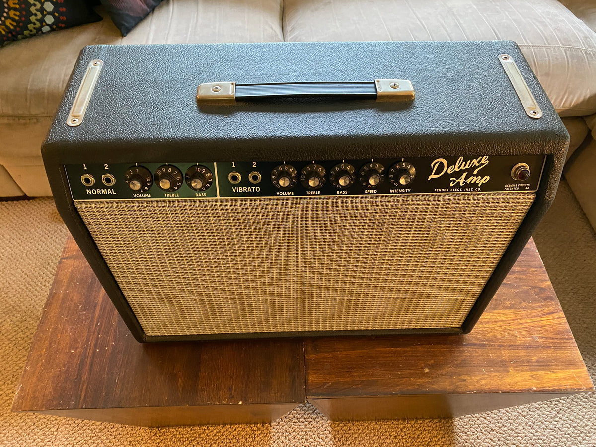 SOLD - Fender Deluxe Amp Pre CBS 1965 Blackface Orig Chassis, Repro Cab