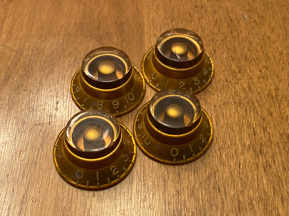 SOLD - Gibson Bonnet Bell Knobs Gold 1950's Les Paul Burst