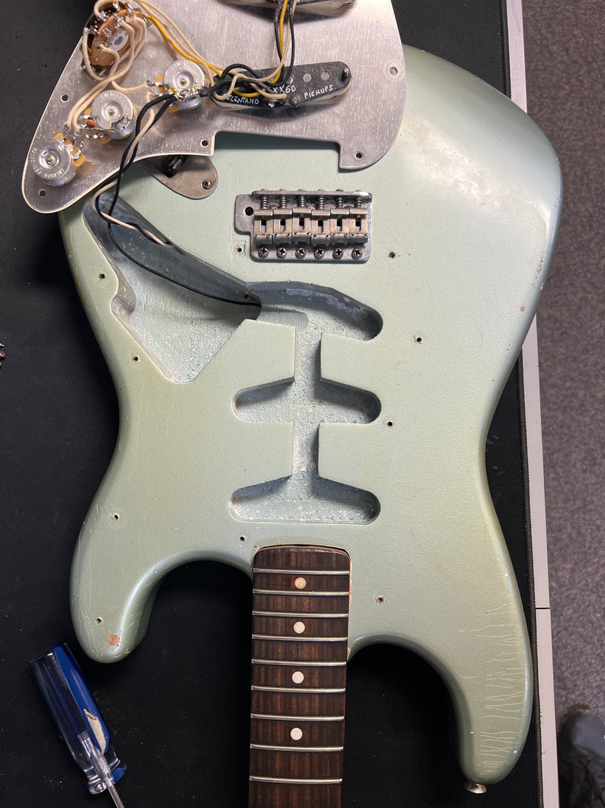 SOLD - Danocaster Double Cut 2021 Ice Blue Metallic